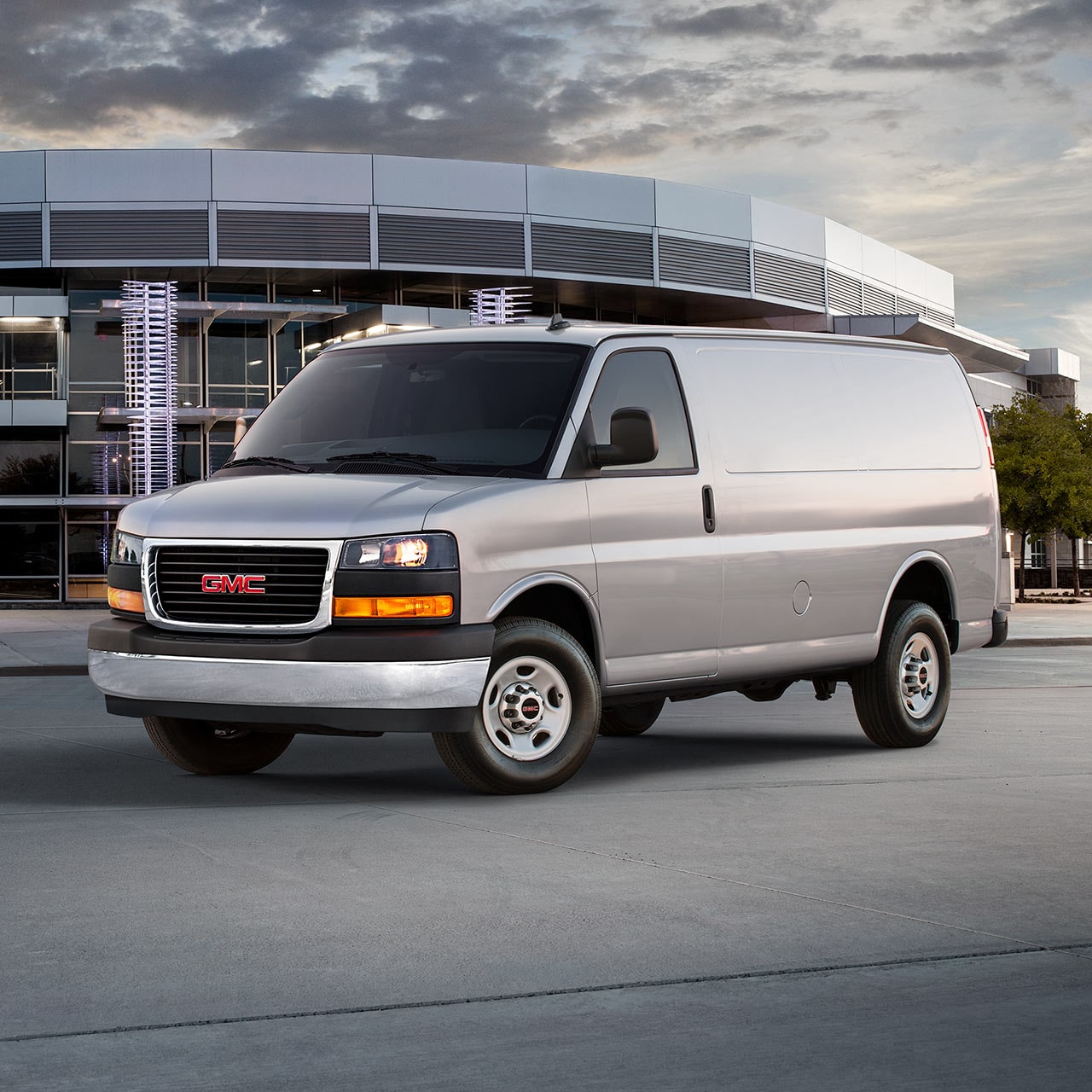 Front Three-Quarters View of the GMC Savana Cargo Van