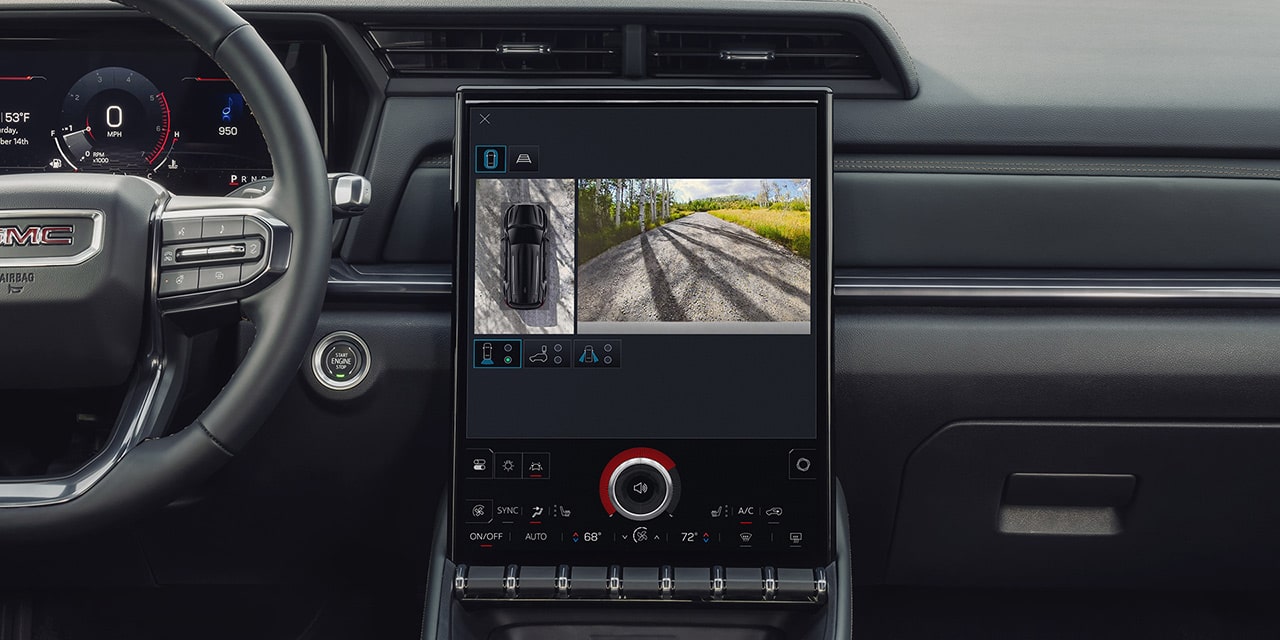 Close-up of the Infotainment System Displaying the HD Surround Vision in the 2026 GMC Terrain Denali