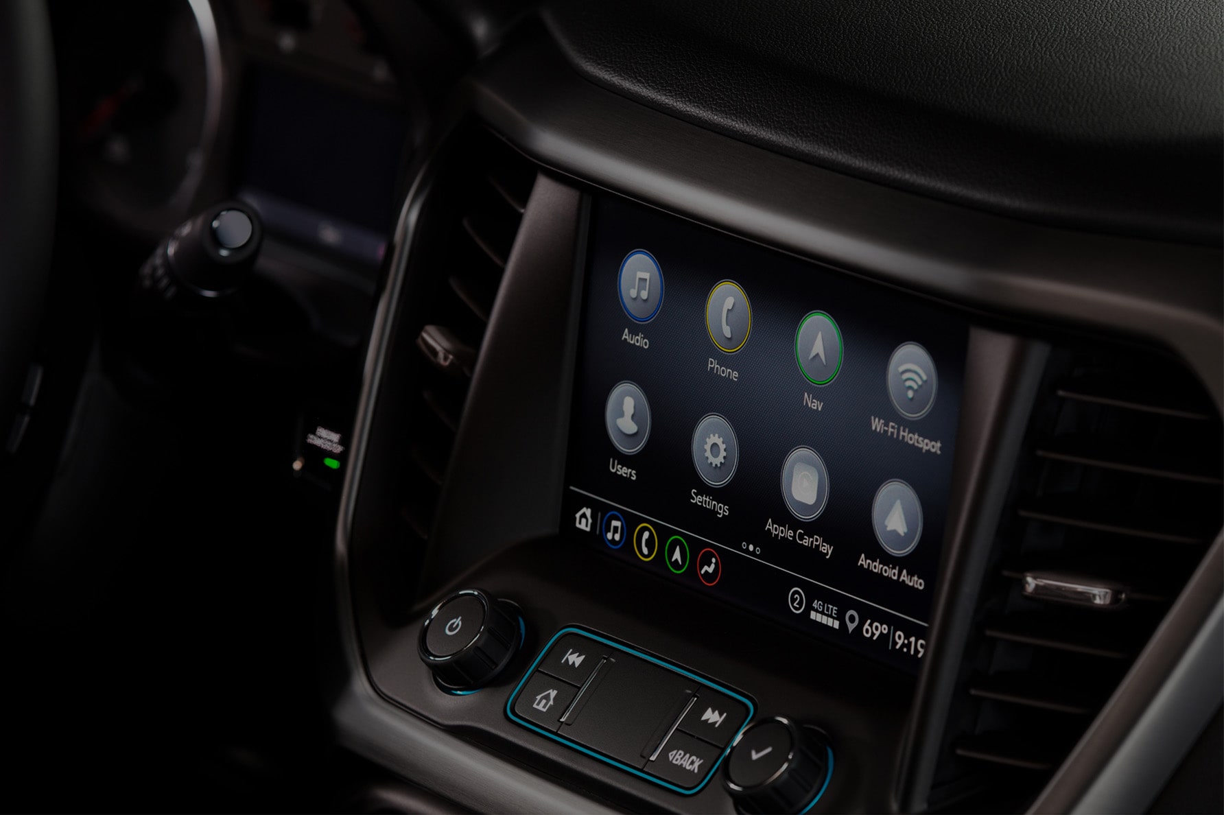 Close-up View of the Display Screen in a Vehicle.