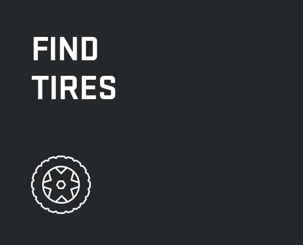 Black Banner with Text Overlay Stating: "Find Tires".
