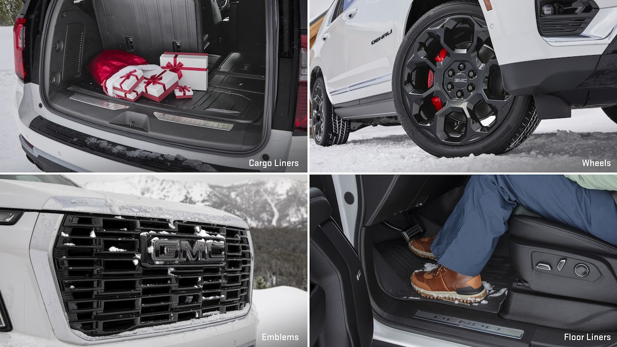 Multiple views of accessorized vehicles and text overlays “seat protection, floor protection, bumper protection, cargo protection”