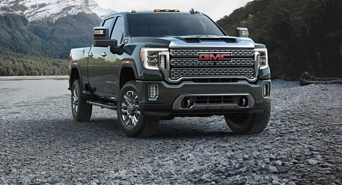 The Powerful GMC Sierra HD Parked Off-Road on Rocks