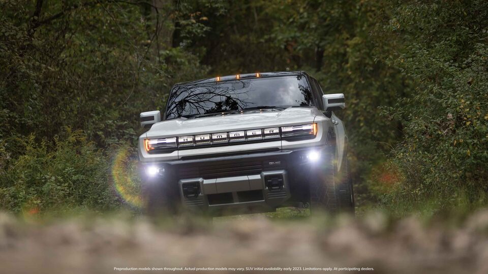 Worm's-Eye View of GMC HUMMER EV Electric SUV