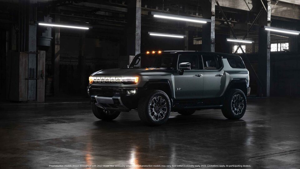 GMC HUMMER EV Electric SUV: Three-Quarter View of Driver Side