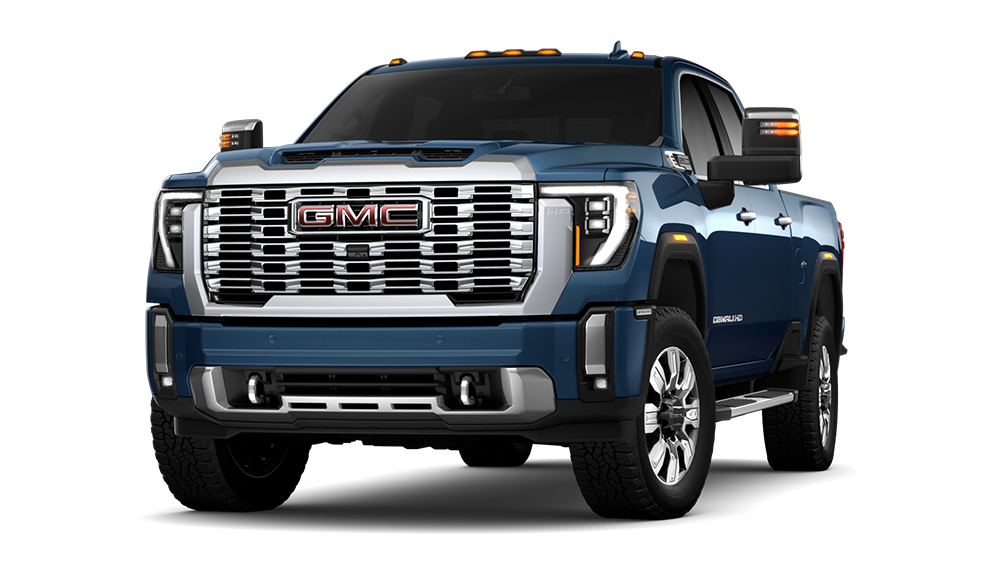 Front Three-Quarter View of the 2026 GMC Sierra 2500 HD in Downpour Metallic
