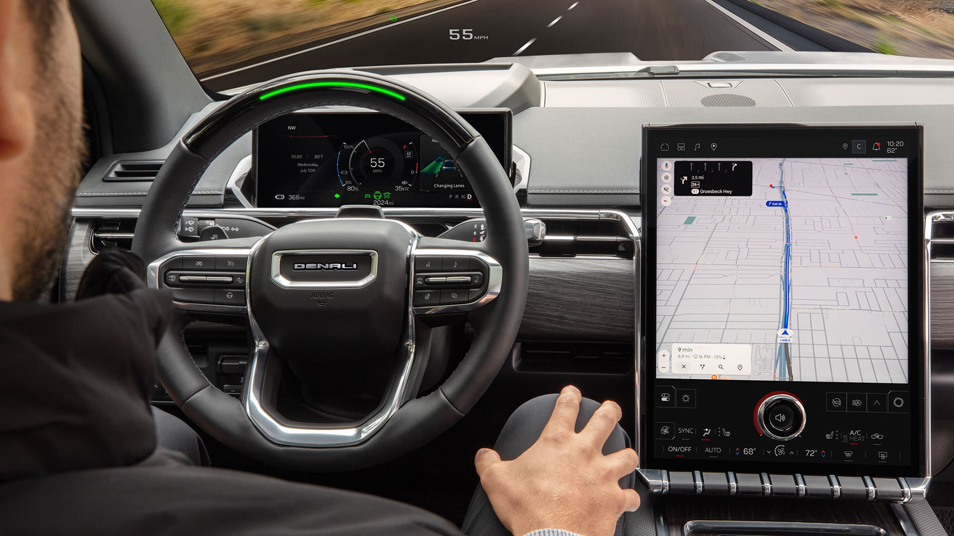 A GMC Denali Interior Featuring the Advanced Google Built-in Integration on the Center Touchscreen