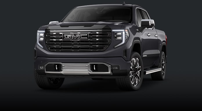 Front Three Quarter View of a Dark Gray GMC Sierra Denali