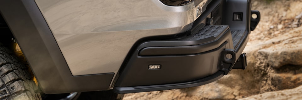 Close-up of the Exterior Badging on the Lower Rear Bumper on the GMC Canyon AT4X AEV Edition