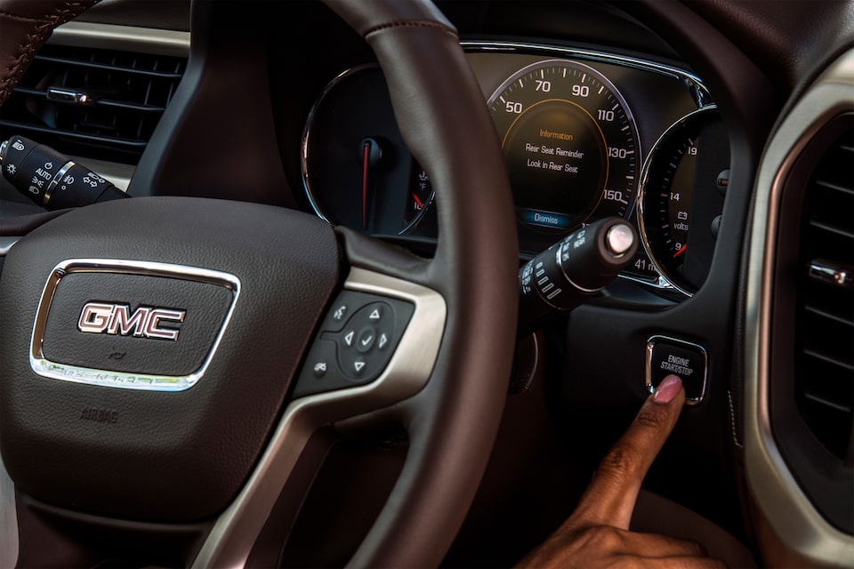 GMC life acadia rear seat reminder stop engine.