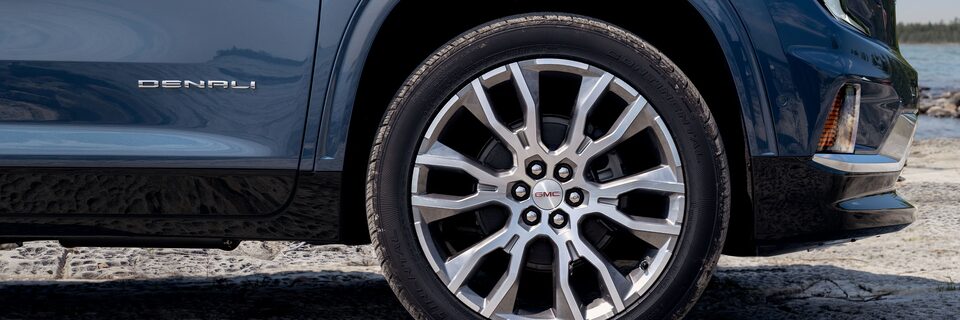 Close-up of the Tires and Rims on the GMC Acadia Denali