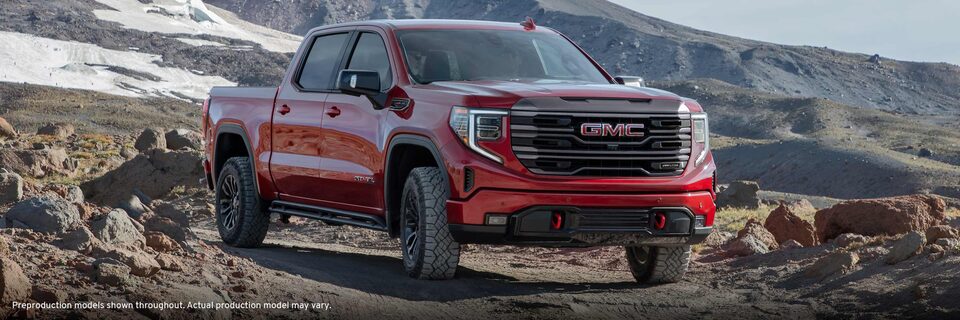 2022 GMC Sierra 1500 AT4: Three-Quarters View Parked In The Mountains