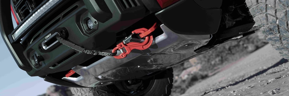 The Powerful Winch On the Front of the GMC Canyon AT4X underneath the Grille