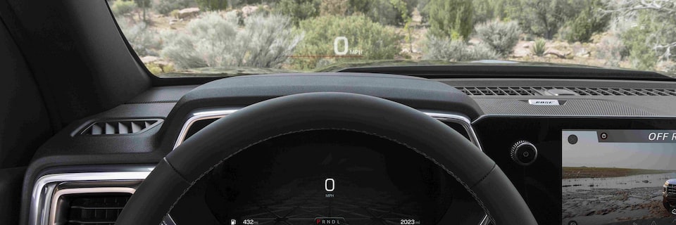 The Stylish New Steering Wheel and Infotainment System of the new GMC Canyon AT4X