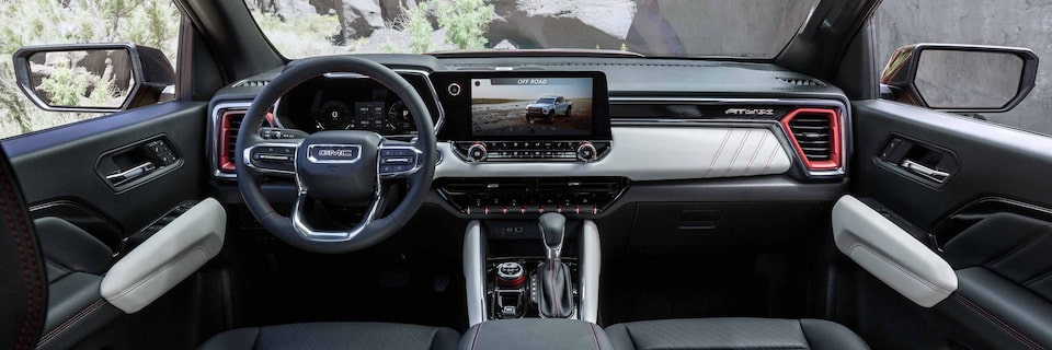 The Stylish New Steering Wheel, Infotainment System, and Interior of the new GMC Canyon AT4X