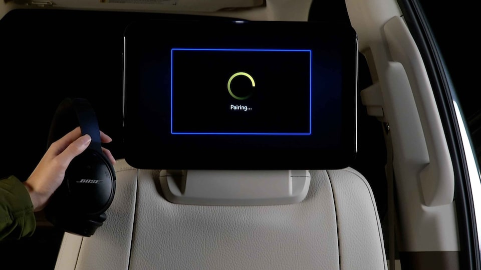 How to pair Bluetooth headphones in rear seat entertainment of 2021 GMC Yukon Full-Size SUV