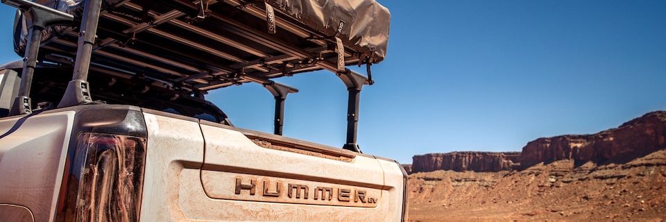 Rear View of the Truck Bed Utility Rack on the GMC HUMMER EV