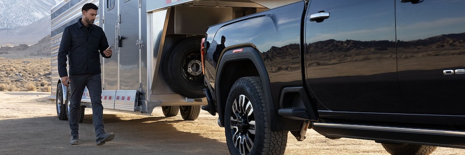 Close-up View of the Grille on a GMC Denali Truck