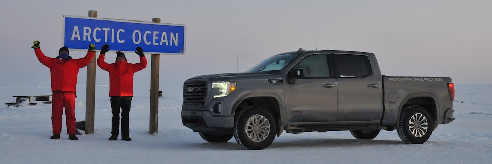 GMC Professional Grade Rally Team at the Arctic Ocean for the Alcan 5000