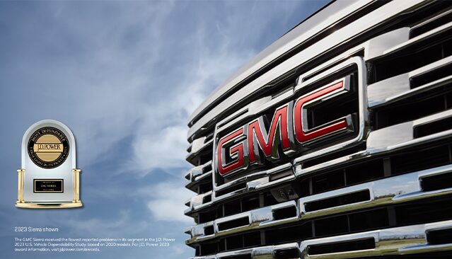 The GMC Sierra's Grill Displayed with the JD Power Award 