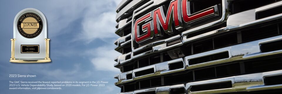 The GMC Sierra's Grill Displayed with the JD Power Award 
