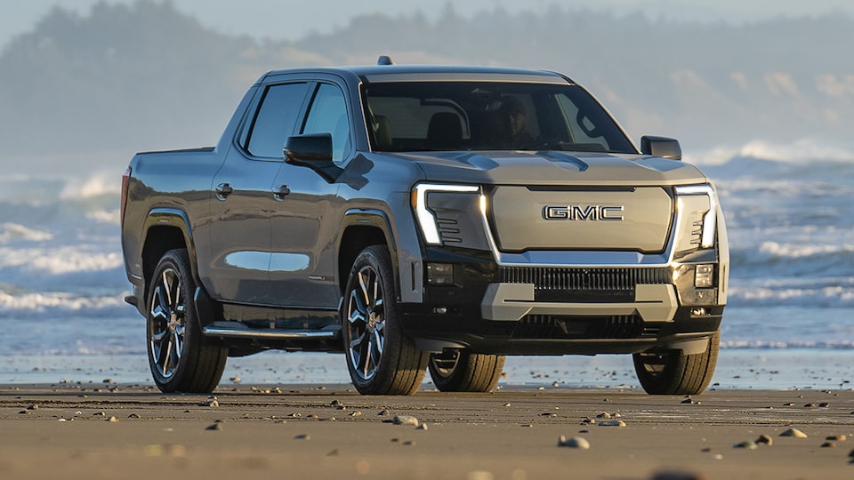 The Sierra EV Pickup Truck Parked on the Beach