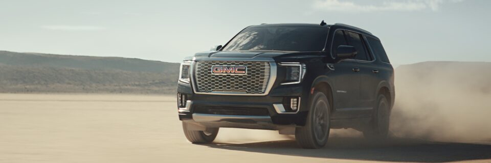Video screenshot of 2021 GMC Yukon Full-Size SUV Driving Through Desert