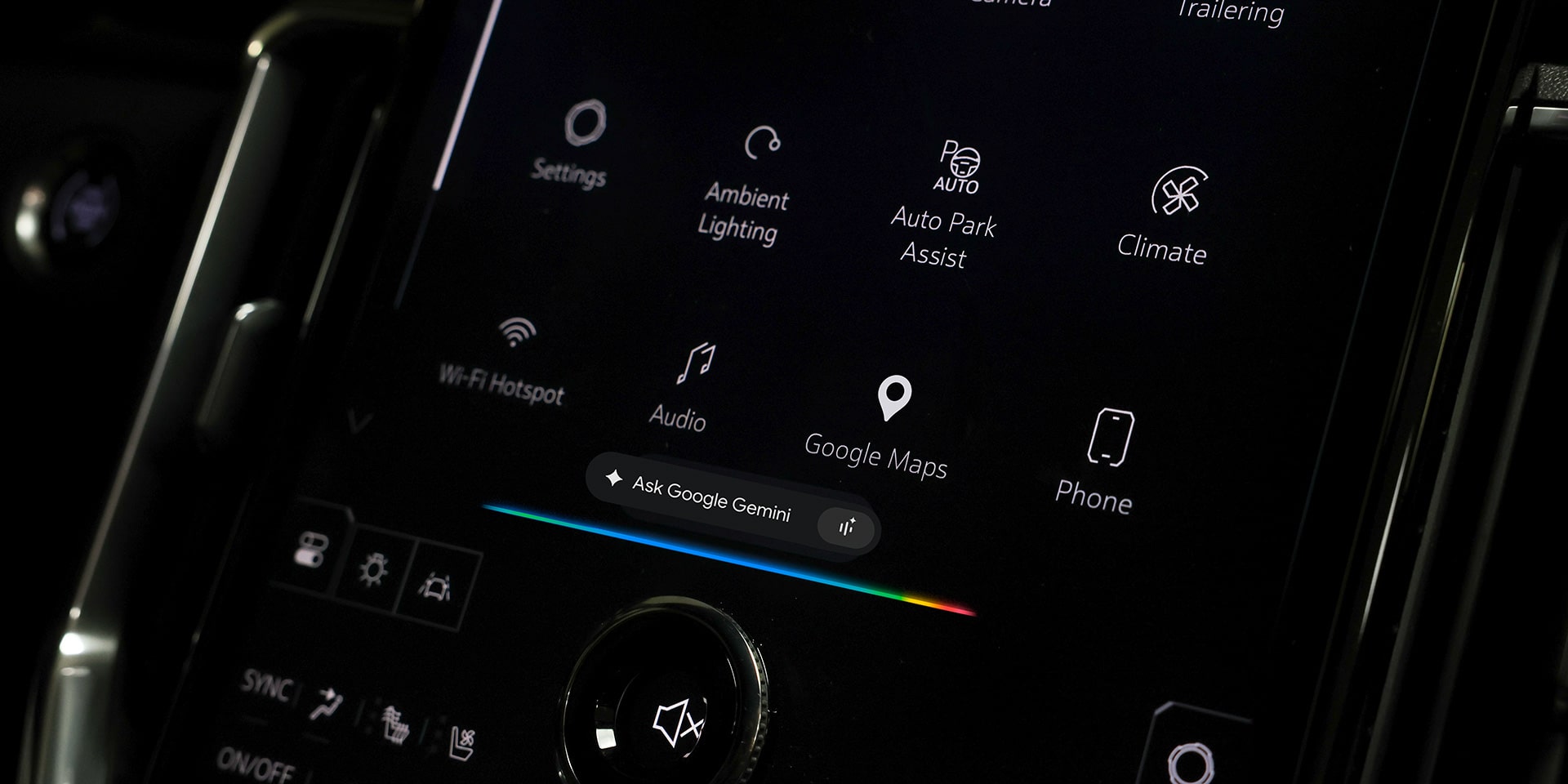 Close-up of the GMC Infotainment System Displaying the Google Gemini Feature