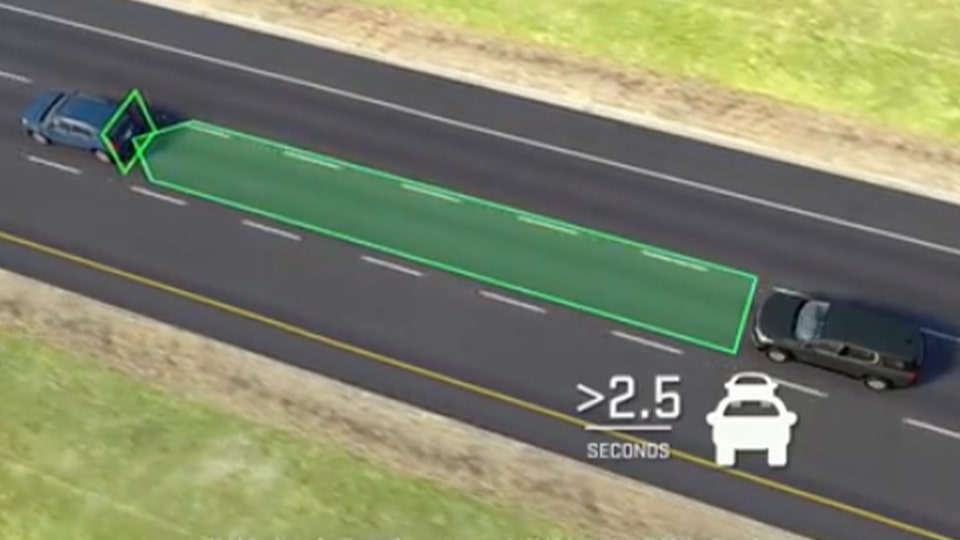 Safety: Following distance indicator