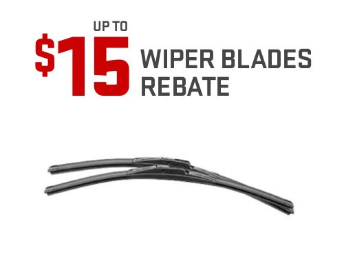 Wiper Blades with Text "Up To $15 Wiper Blades Rebate"