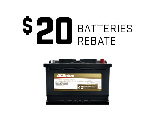 Front View of an Acdelco Battery in Front of a White Background