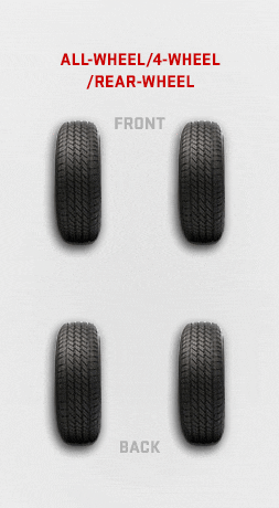 All-wheel drive and rear wheel tire rotation example
