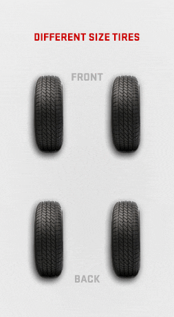 Different tire size rotation pattern from GMC Certified Service