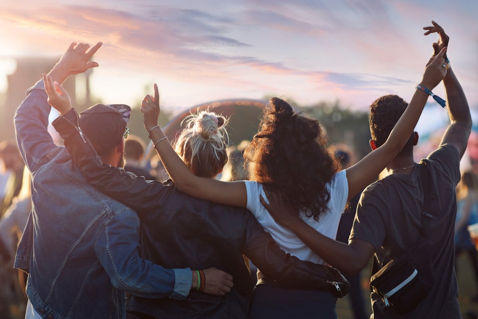 Friends at an outdoor concert