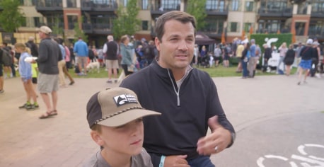 Josh and Jacob talking about My GMC Rewards at the GoPro Mountain games.
