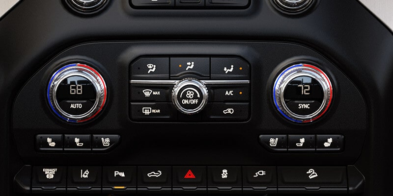 View of a GMC vehicle's console
