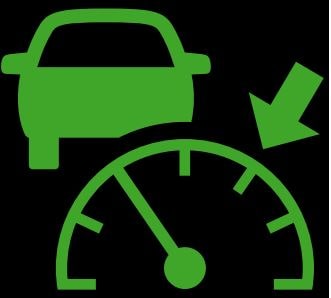 Adaptive Cruise Control symbol in green on GMC's vehicle steering wheel