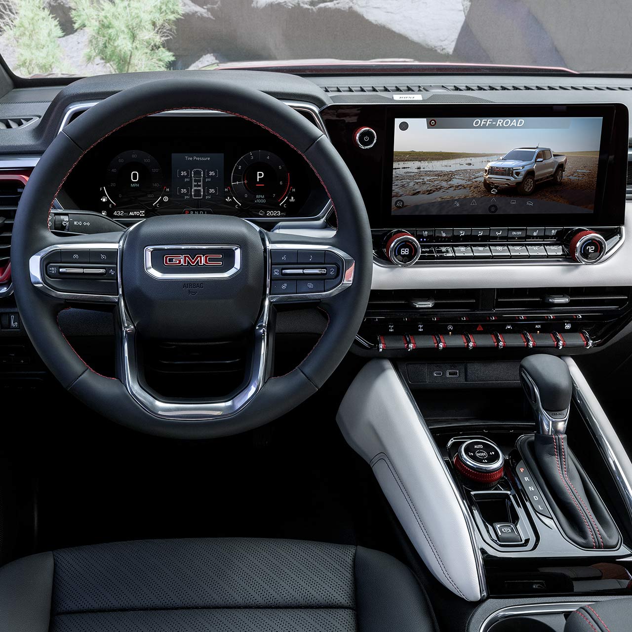Interior View of the Vehicles Dashboard in the GMC Canyon Mid-Size Truck