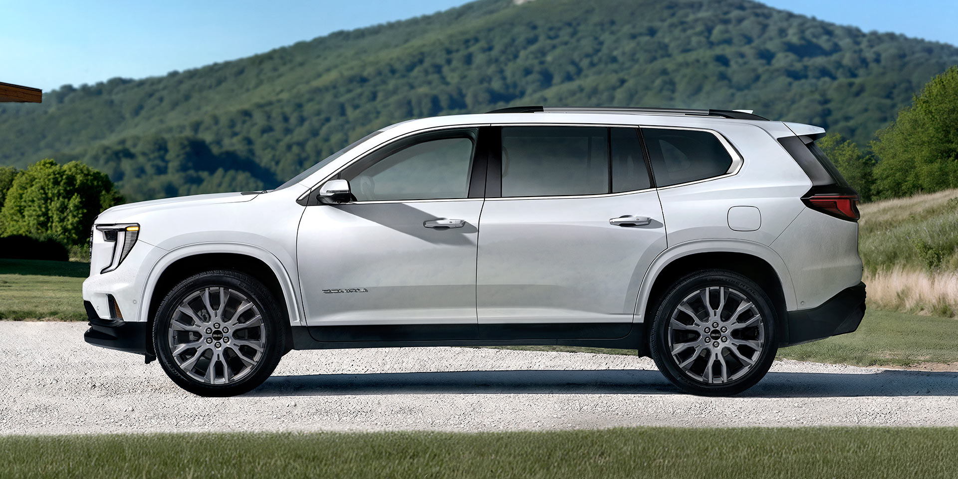 Front Three-Quarters View of the GMC Acadia Denali Luxury Mid-Size SUV