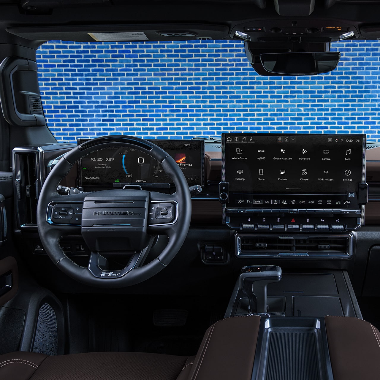 Interior Front Row Leather Seats of the GMC HUMMER EV Pickup Truck