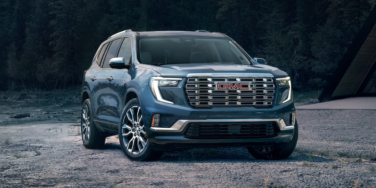 Front View of the GMC Acadia Mid-Size SUV Parked on the Beach
