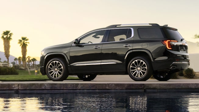 2021 GMC Acadia Denali Mid-Size Luxury SUV Exterior Side View at Waterfront