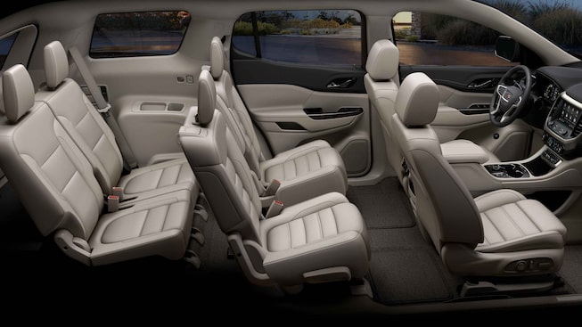 2021 GMC Acadia Denali Mid-Size Luxury SUV Interior Side 3 Row Seating View