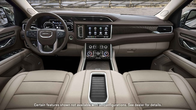 2021 GMC Yukon Denali Luxury SUV Interior Dash View in Teak Shale