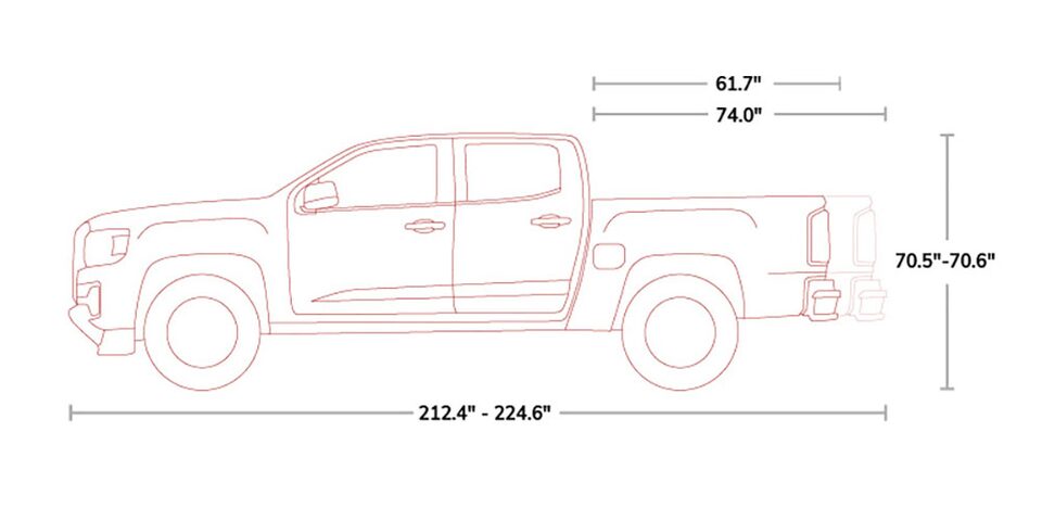 Diagram of 2021 GMC Canyon AT4 Small Off-Road Truck Specs