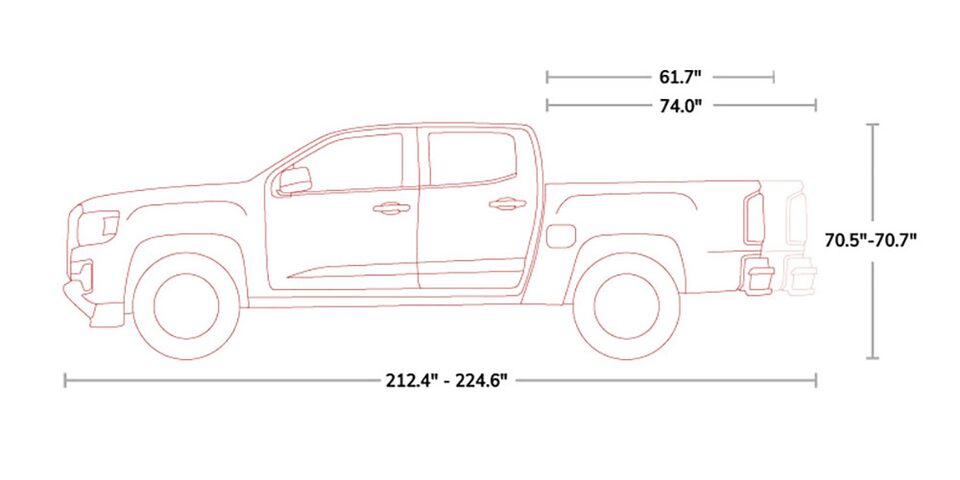 Diagram of 2021 GMC Canyon Denali Small Luxury Truck Specs