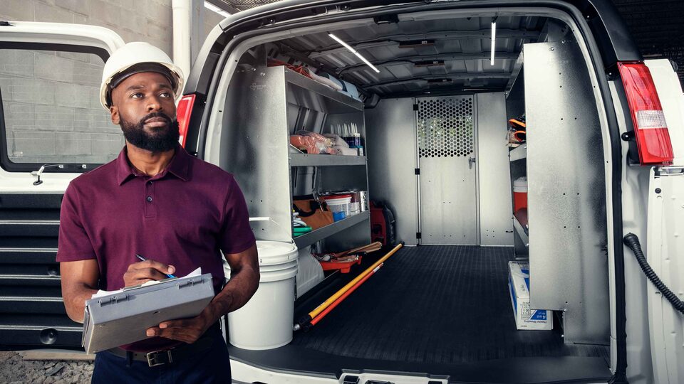 2022 GMC Savana Cargo Van with interior spraying liner