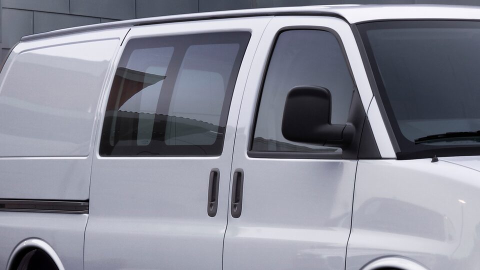 2021 GMC Savana Cargo Van featuring rear seat window glass