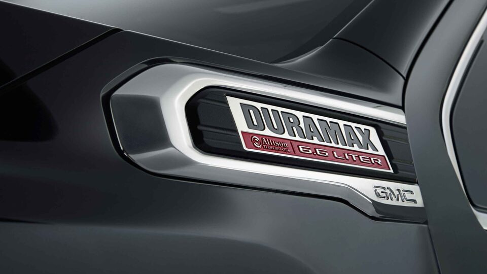2021 Sierra Heavy Duty HD Chassis Cab Allison Transmission Badge Close up