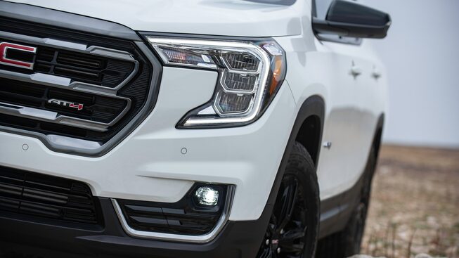 2022 GMC Terrain AT4 Small SUV Headlamp and Grille Close Up