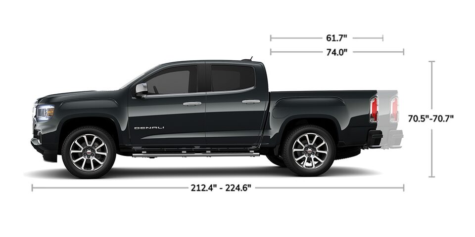 2022 GMC Canyon Denali Small Luxury Truck Profile View of Specs